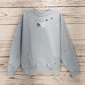 KITH X RUSSEL ATHLETIC Light Blue Distressed Men's Sweater